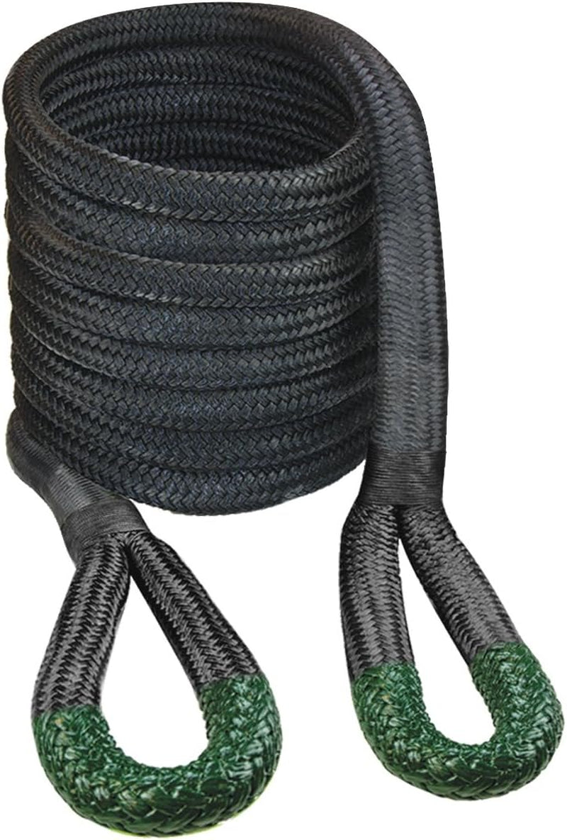 Off-Road Recovery Rope - 1-1/2 Inch X 30 Foot - Green Eyes - 74,000 Pound Breaking Strength - Includes Vented Storage Bag