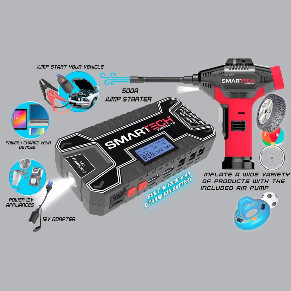 Power Kit TECH-5000P Vehicle Jump Starter and Power Bank with Accessories + Air Compressor + Carrying Case