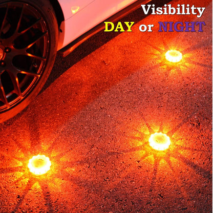 LED Road Flares 6-Pack | Roadside Safety Disc | DOT Compliant LED Safety Flares | Batteries, Case & Whistle Included | Feel Safe on the Road!