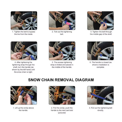 Universal Car Snow and Mud Tire Chains - Stainless Steel Emergency Anti-Slip Wheel Belts (1 or 2 Pack)