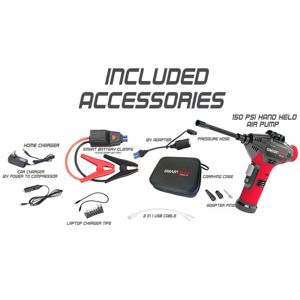 Power Kit TECH-5000P Vehicle Jump Starter and Power Bank with Accessories + Air Compressor + Carrying Case